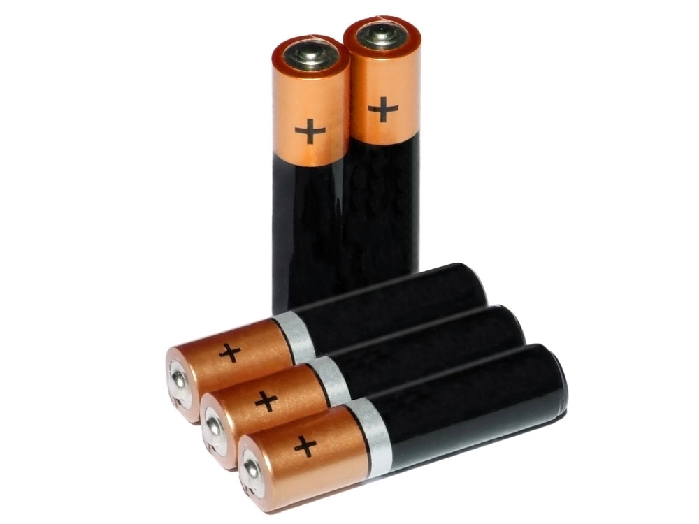 Single-use AAA batteries. 