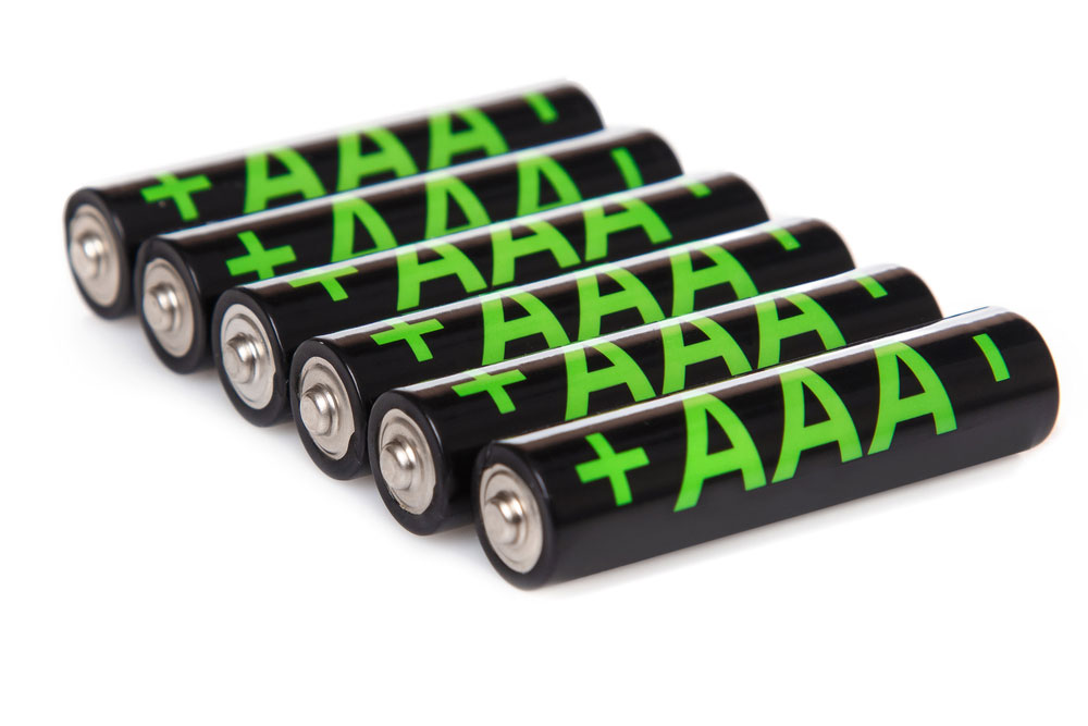 Rechargeable AAA batteries. 