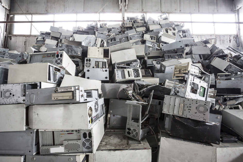 Old computers in a junkyard