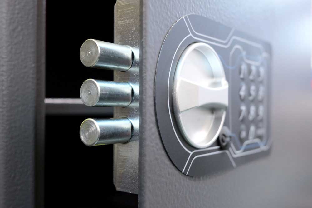A safe’s door with code locks