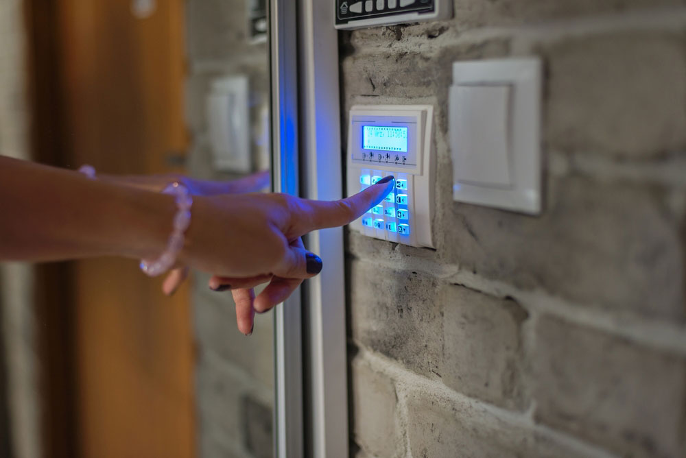 A home security system’s control panel