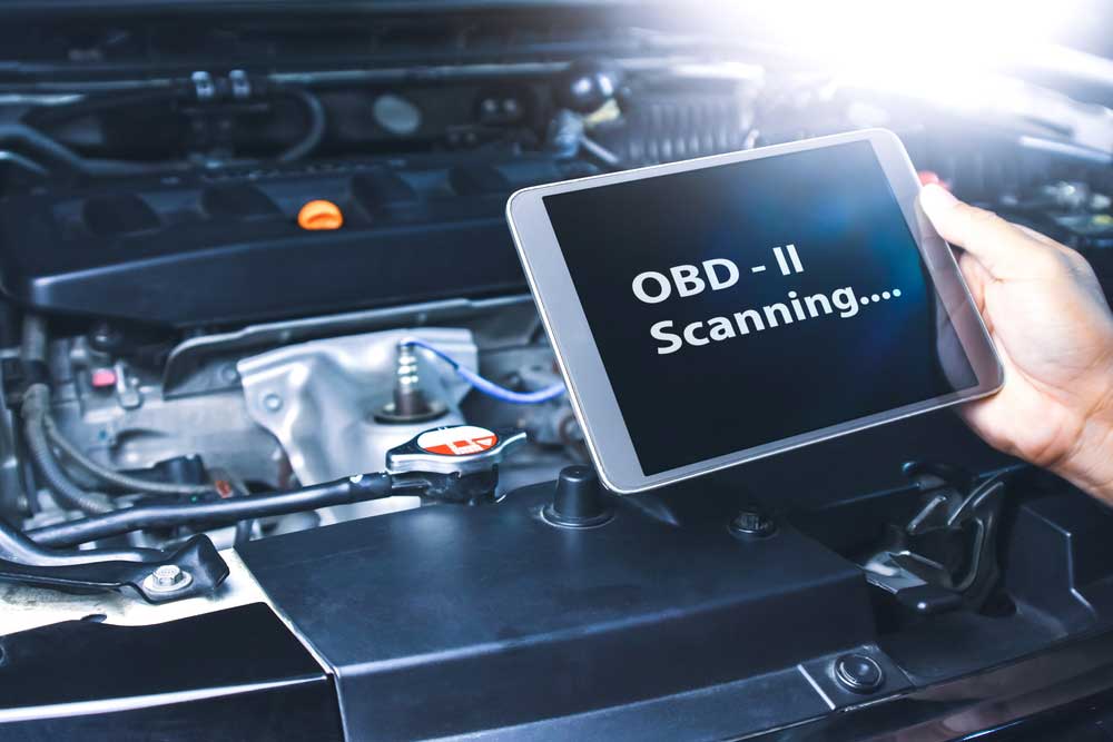 An OBD-II scanner that scans the CAN bus for vehicle diagnosis