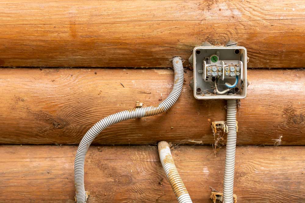 A junction box with twisted and soldered wires