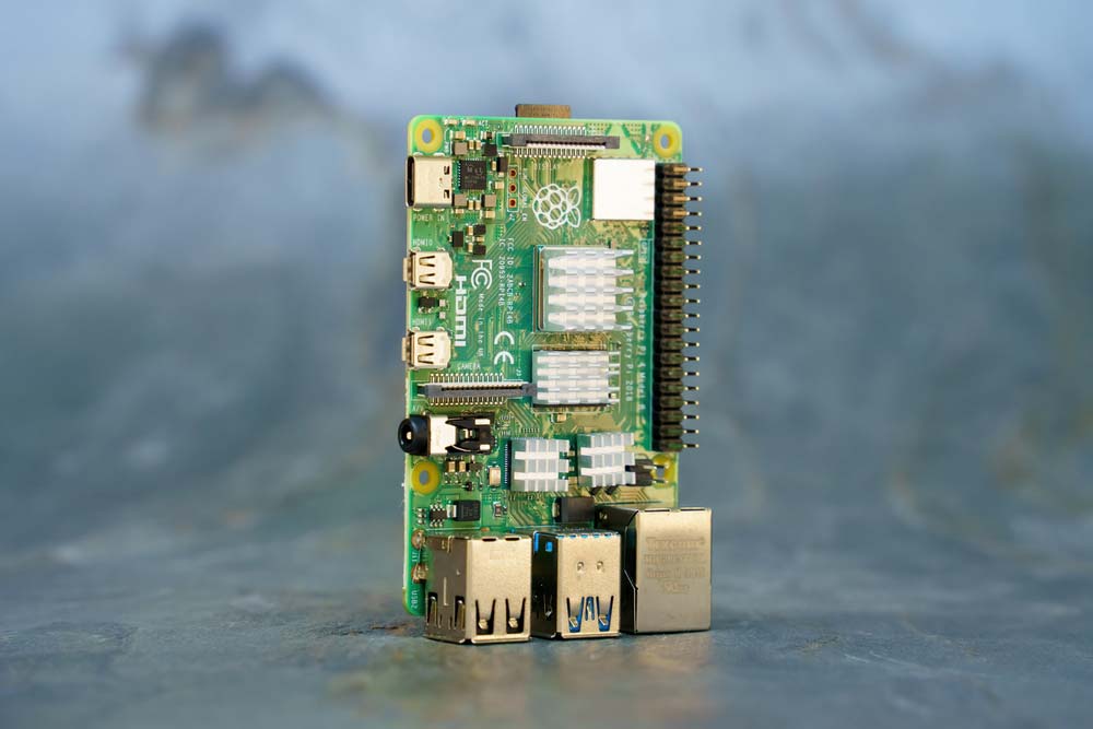 A Raspberry Pi 4B single-board computer