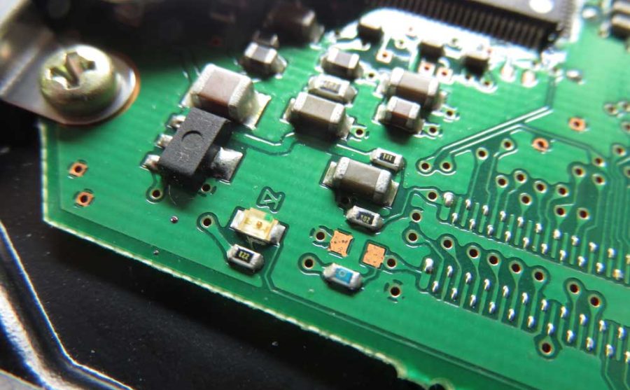 SMT passive components soldered on a circuit board