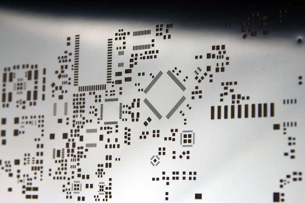 A laser-cut stainless-steel stencil